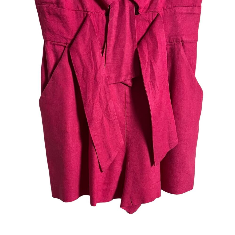 Milly Anya Pink Linen Double Bow Sleeveless Romper Size 6 - Picture 10 of 16